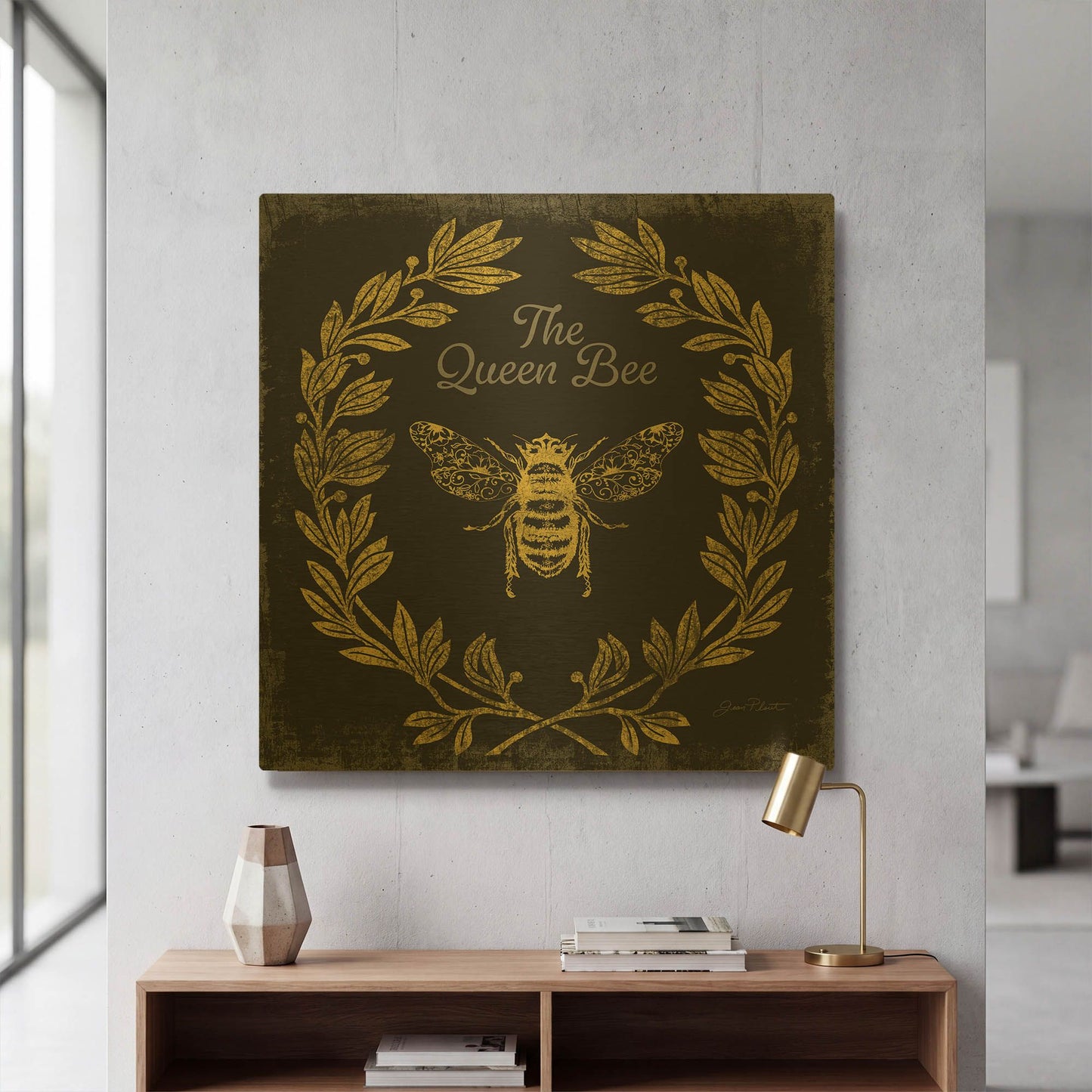 'Bee Memories C' By Jean Plout Gold Metal Wall Art