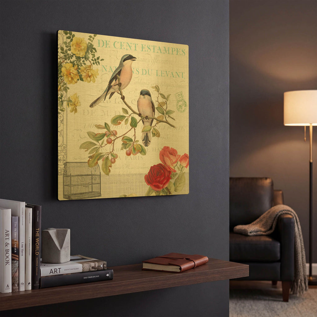 'Birdwatchers Dream 4' By Jean Plout Gold Metal Wall Art