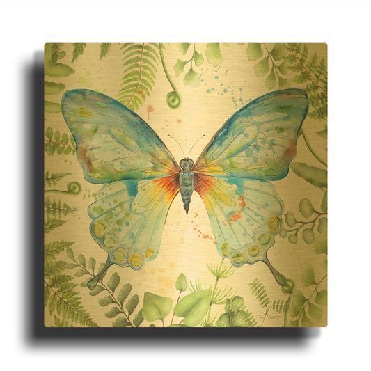 'Botanical Butterfly Beauty 1' By Jean Plout Gold Metal Wall Art