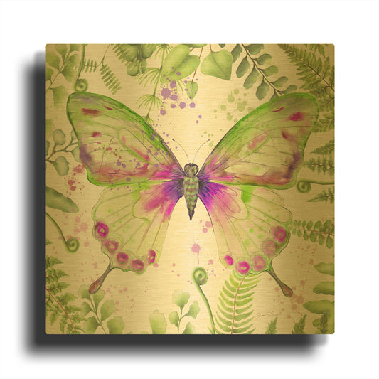 'Botanical Butterfly Beauty 3' By Jean Plout Gold Metal Wall Art
