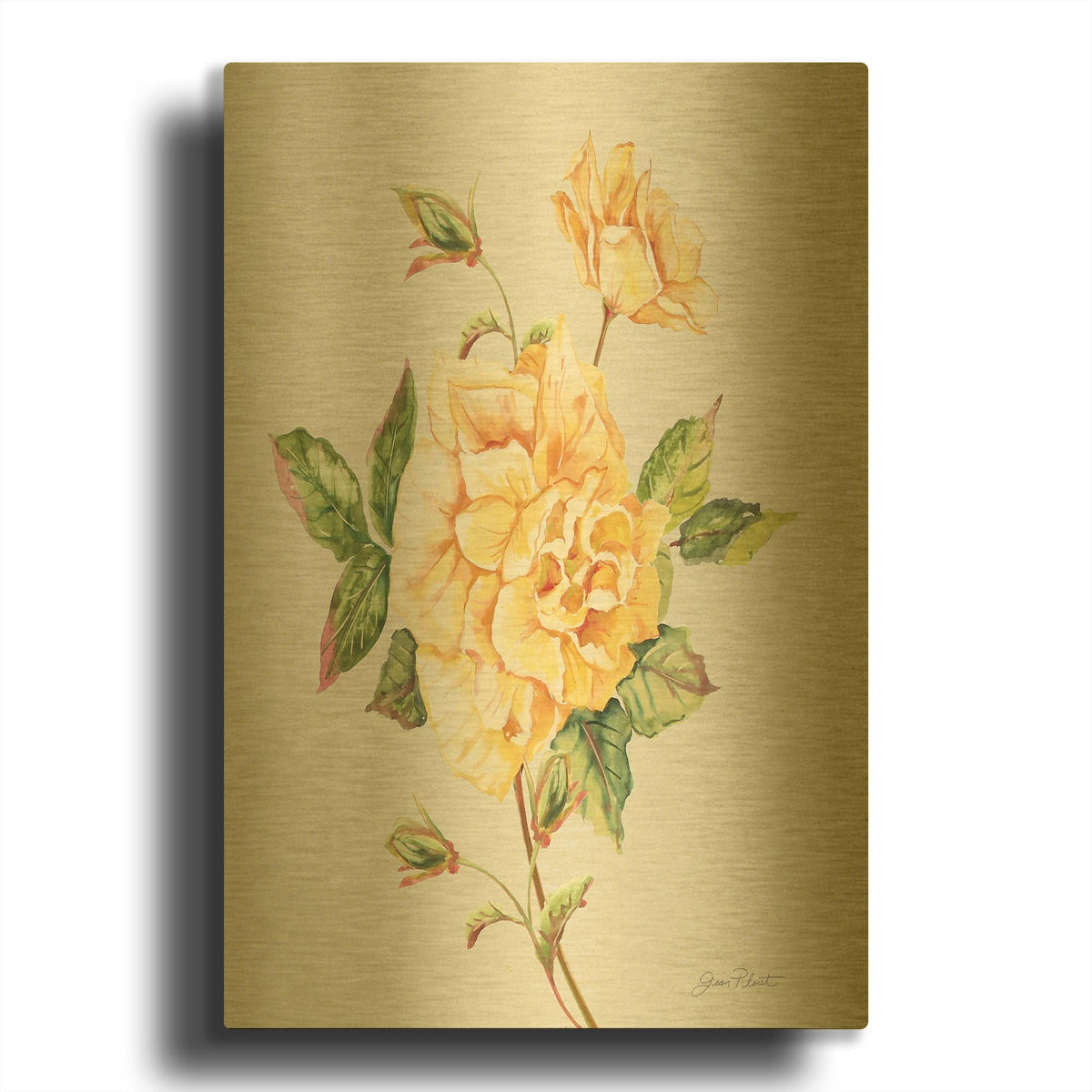 'Botanicals 3' By Jean Plout Gold Metal Wall Art