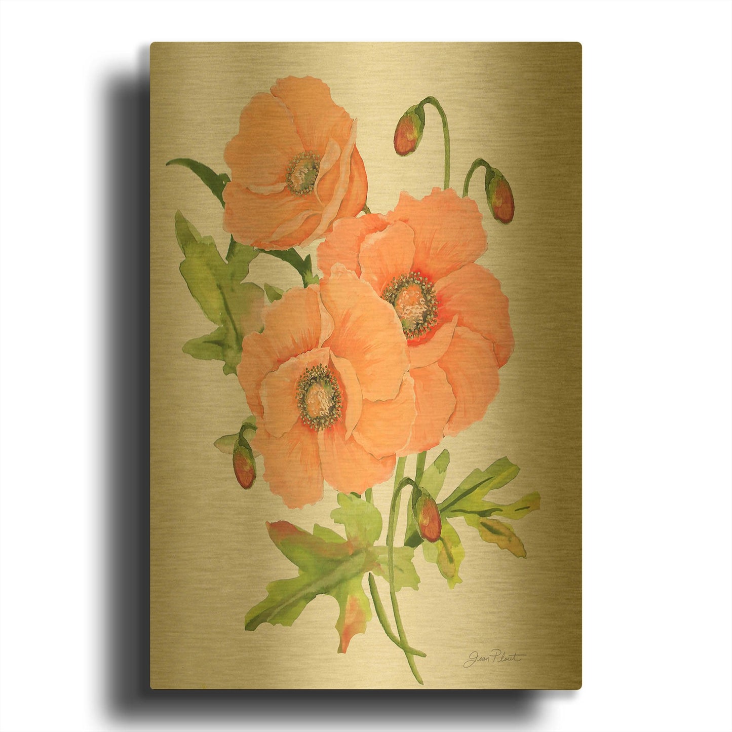 'Botanicals 5' By Jean Plout Gold Metal Wall Art