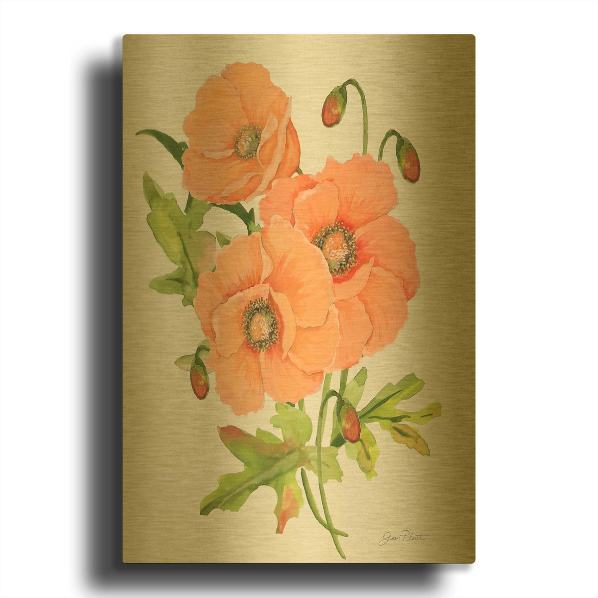 'Botanicals 5' By Jean Plout Gold Metal Wall Art