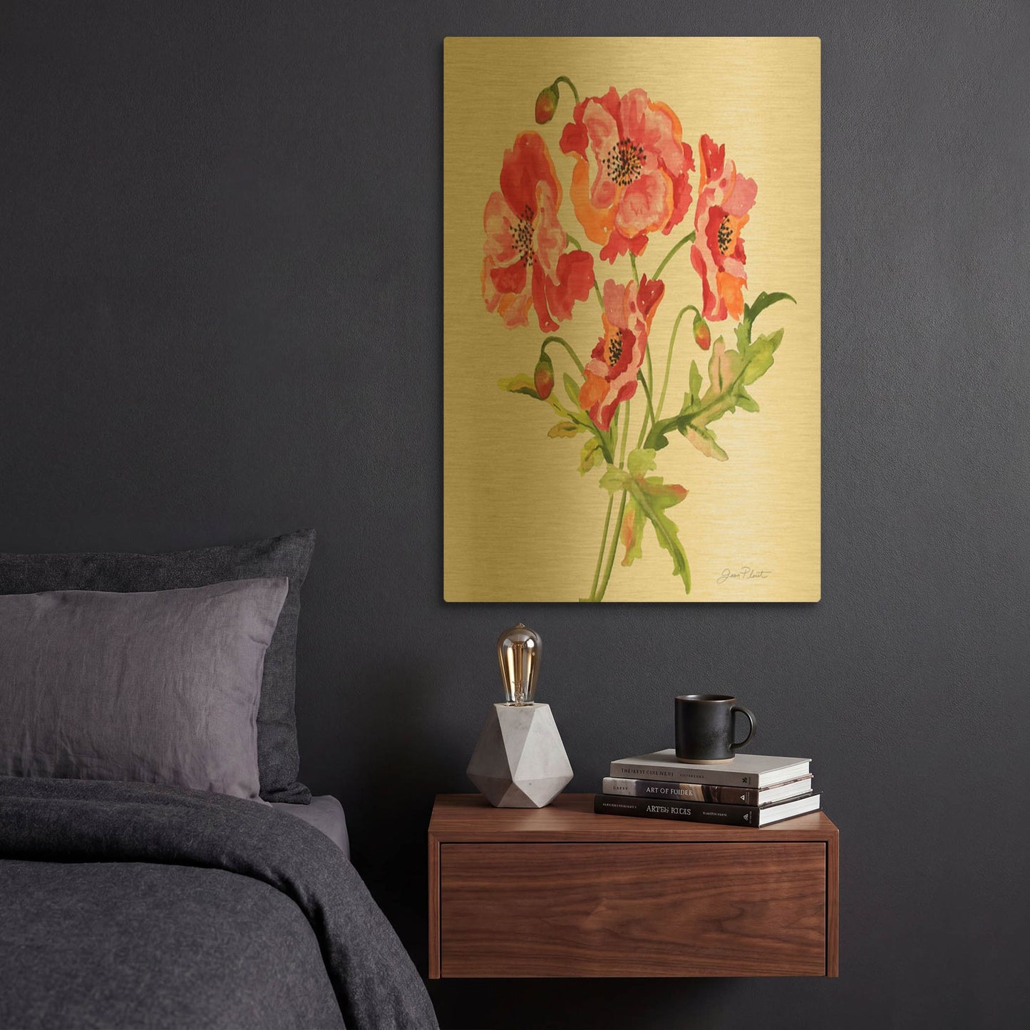 'Botanicals 6' By Jean Plout Gold Metal Wall Art