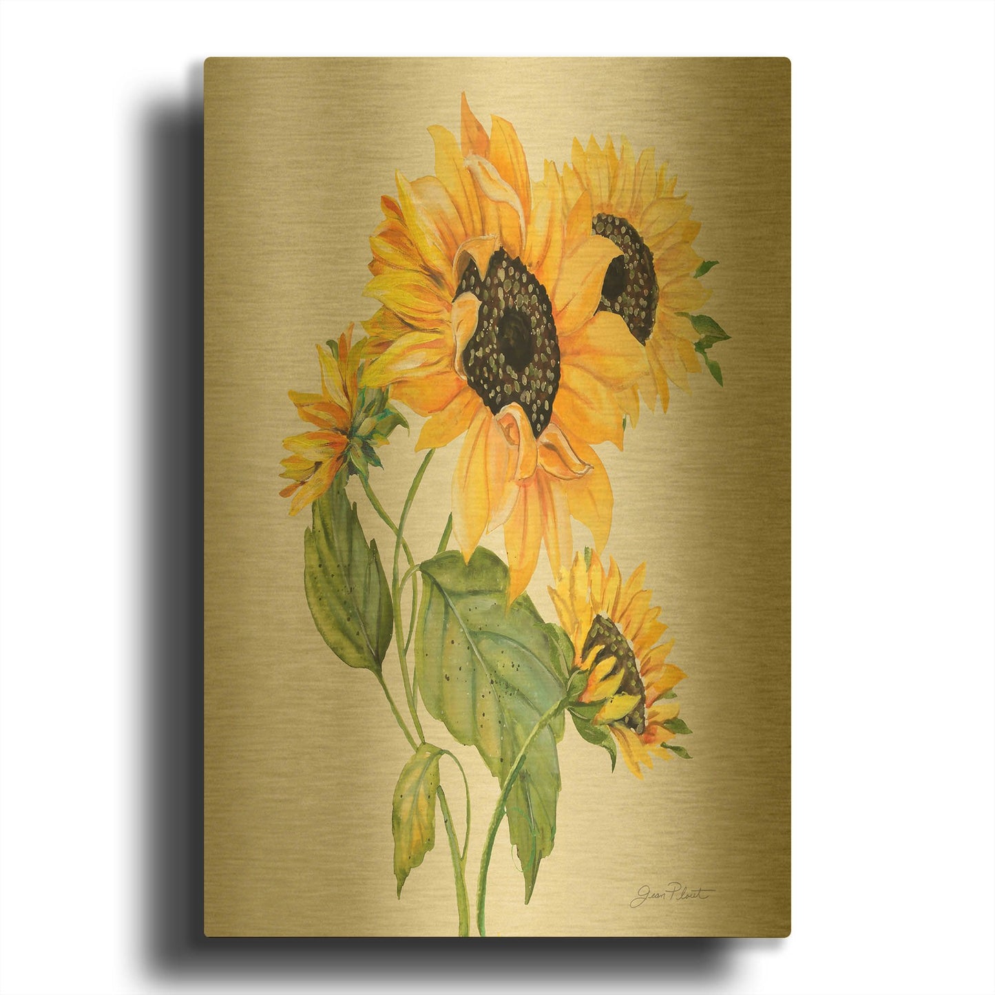 'Botanicals 8' By Jean Plout Gold Metal Wall Art