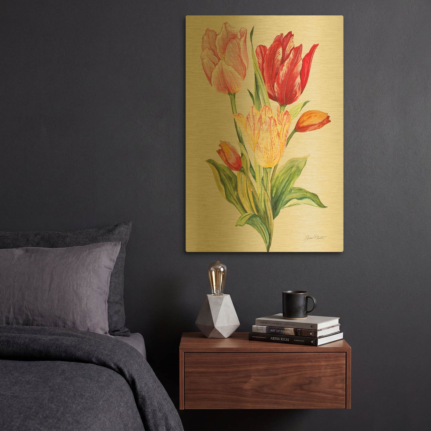 'Botanicals 9' By Jean Plout Gold Metal Wall Art