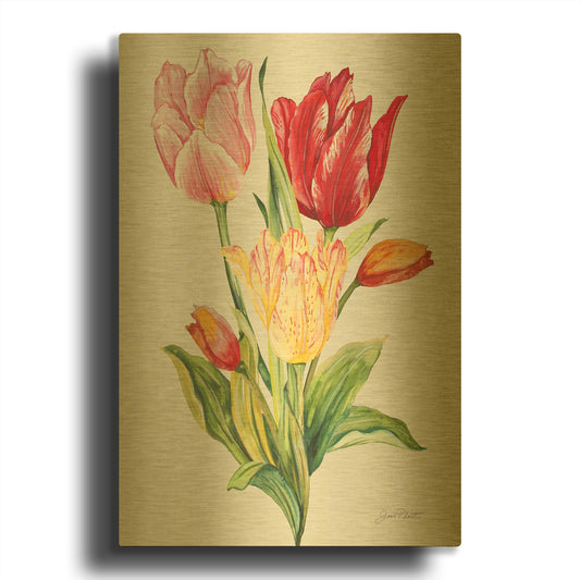 'Botanicals 9' By Jean Plout Gold Metal Wall Art