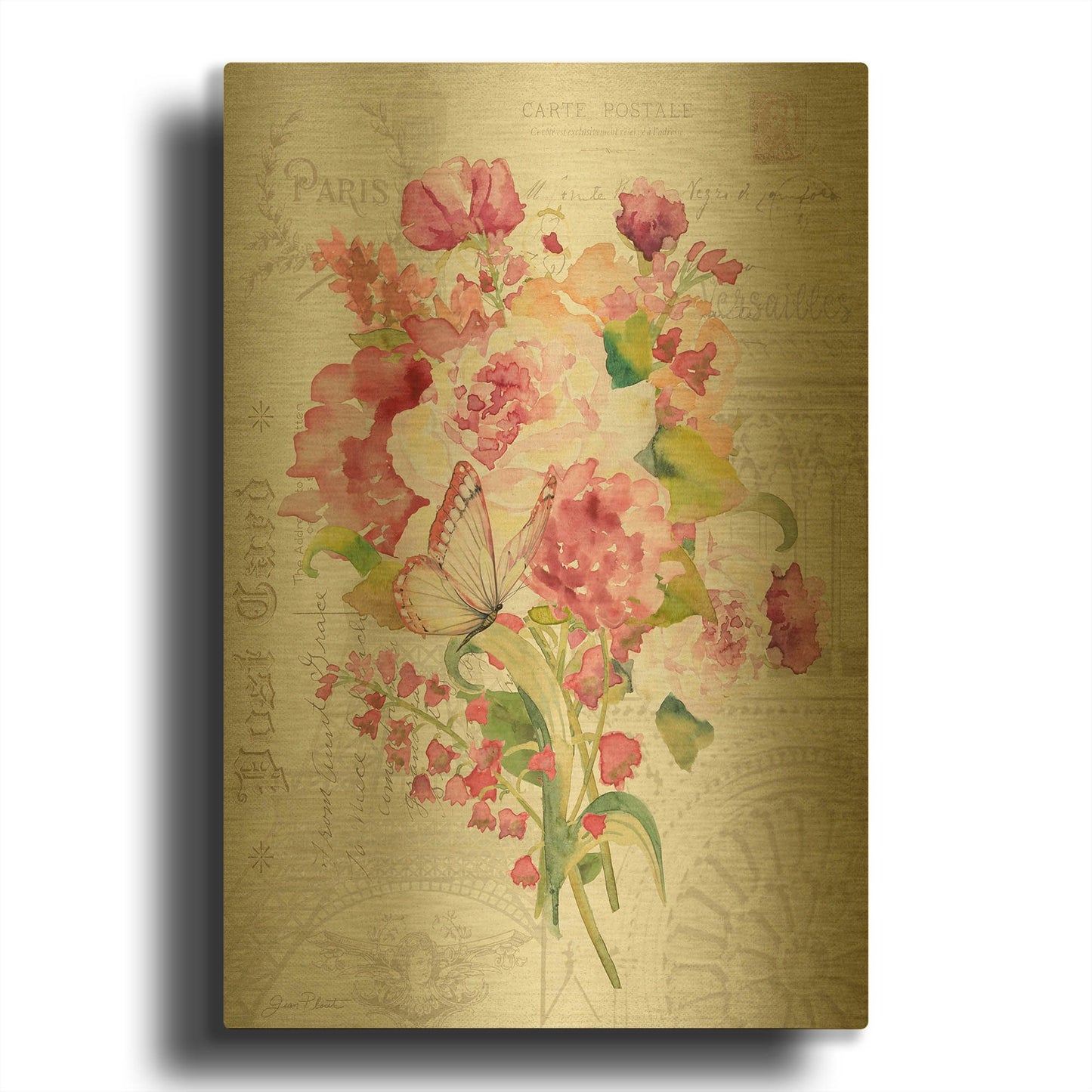 'Bouquet Francais A' By Jean Plout Gold Metal Wall Art