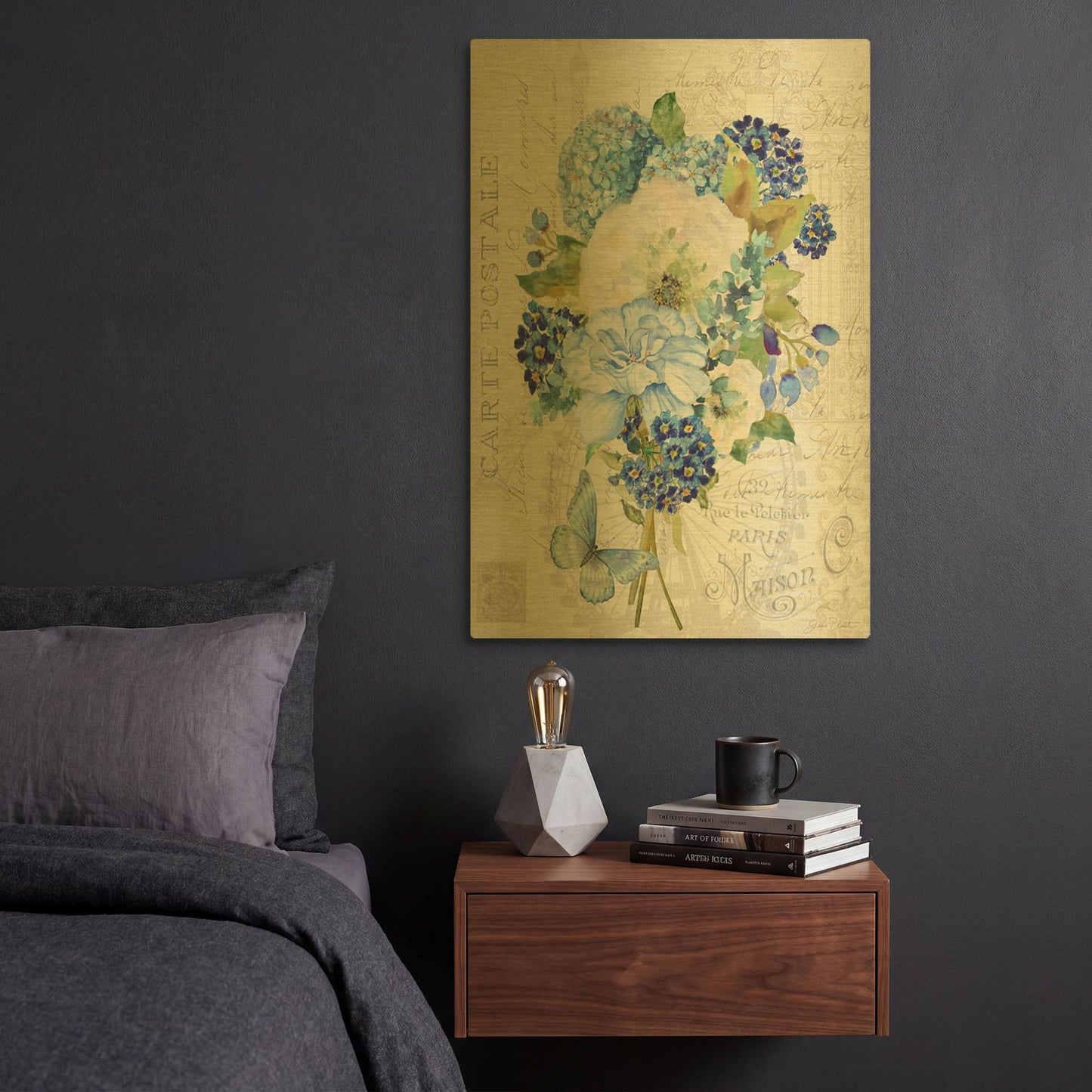 'Bouquet Francais C' By Jean Plout Gold Metal Wall Art