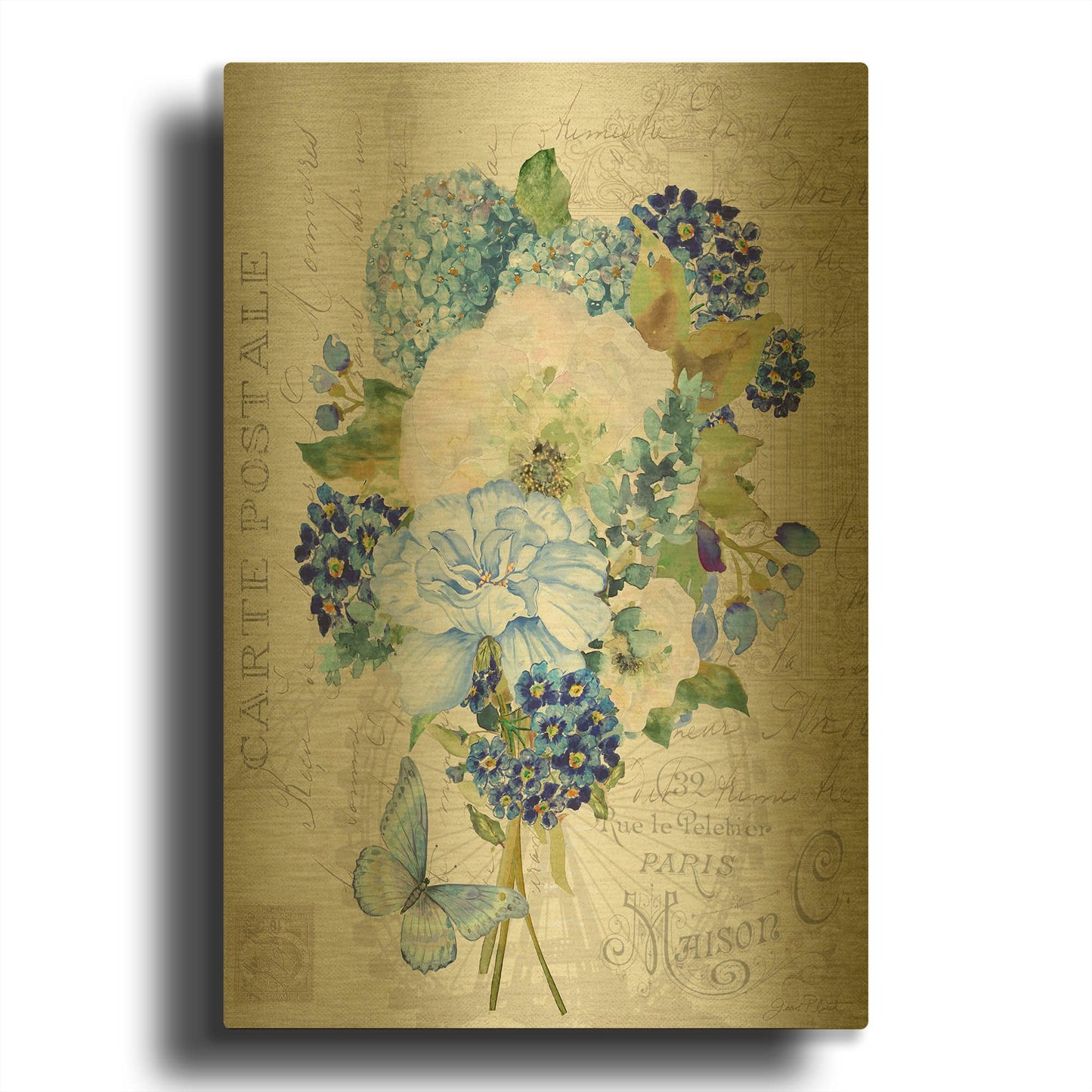 'Bouquet Francais C' By Jean Plout Gold Metal Wall Art