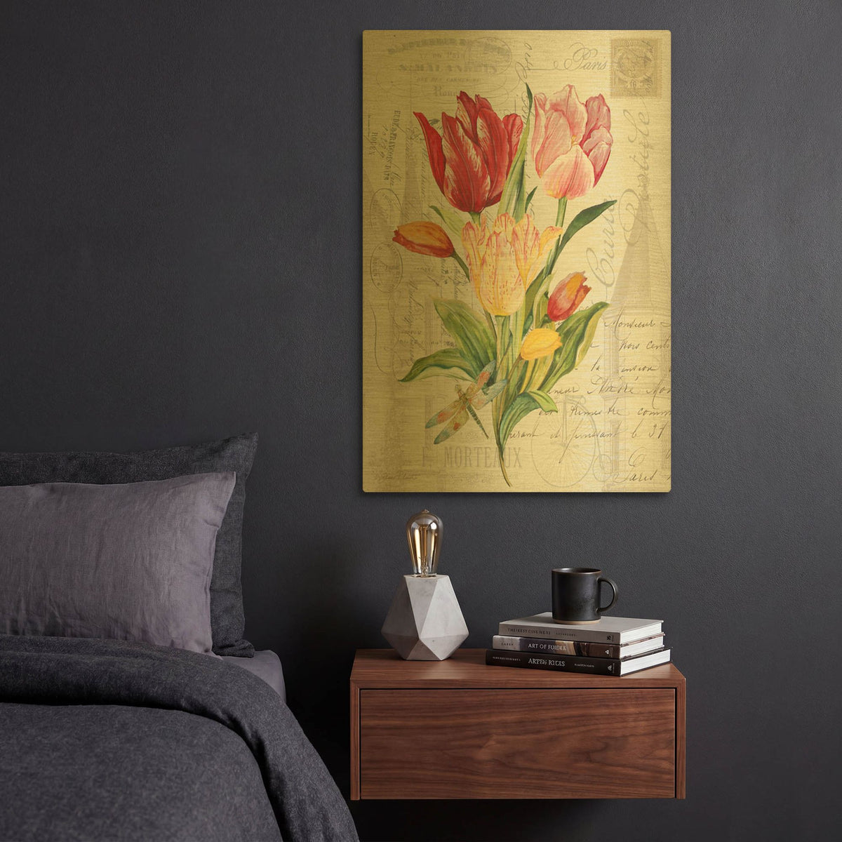 'Bouquet Francais E' By Jean Plout Gold Metal Wall Art