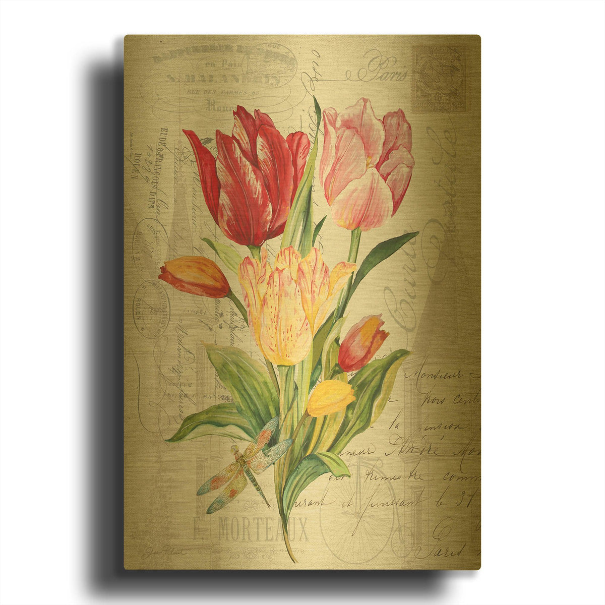 'Bouquet Francais E' By Jean Plout Gold Metal Wall Art