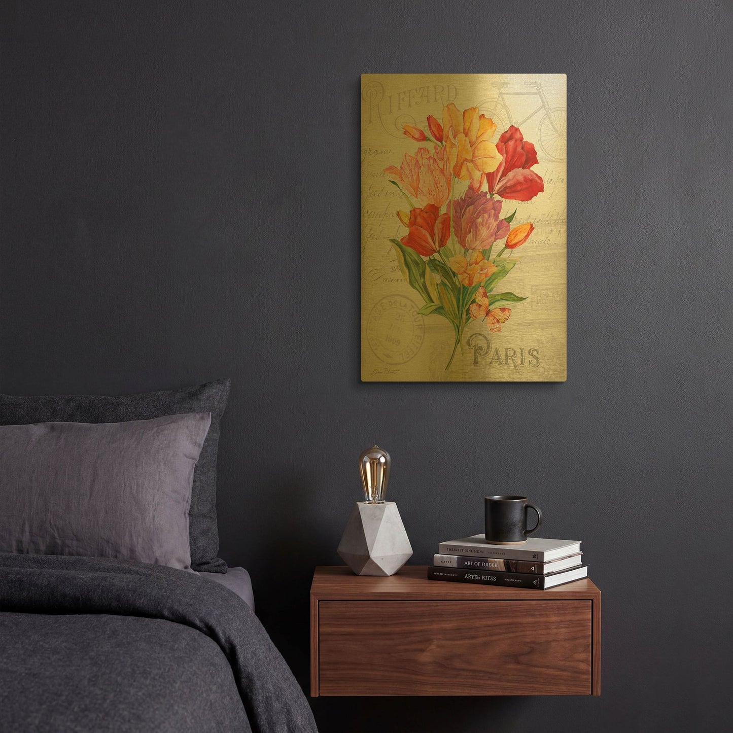 'Bouquet Francais F' By Jean Plout Gold Metal Wall Art