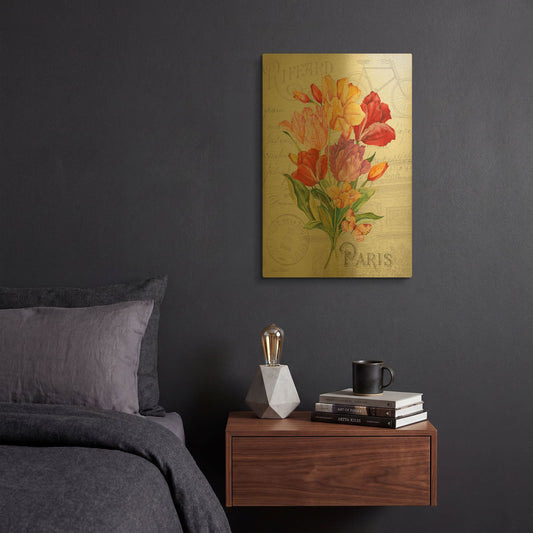 'Bouquet Francais F' By Jean Plout Gold Metal Wall Art