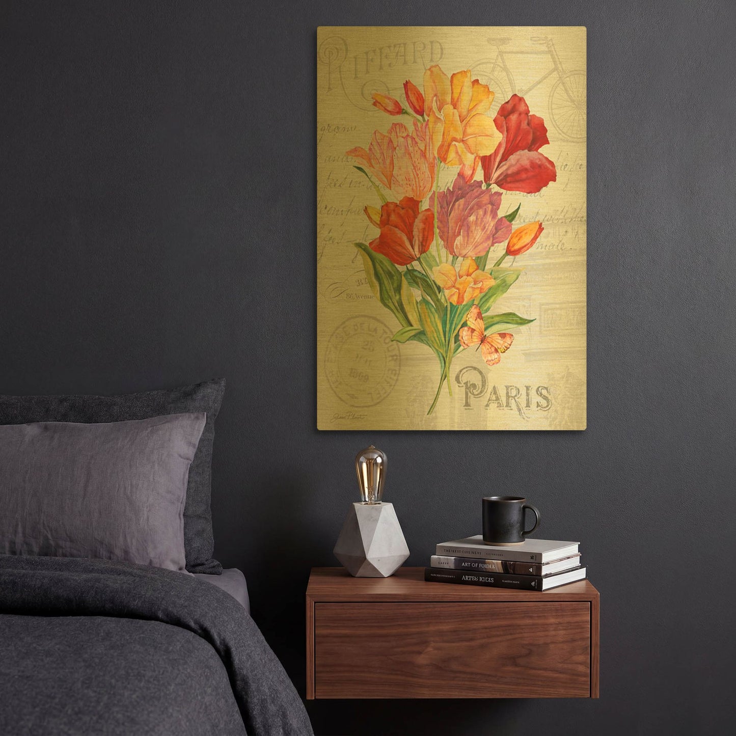 'Bouquet Francais F' By Jean Plout Gold Metal Wall Art