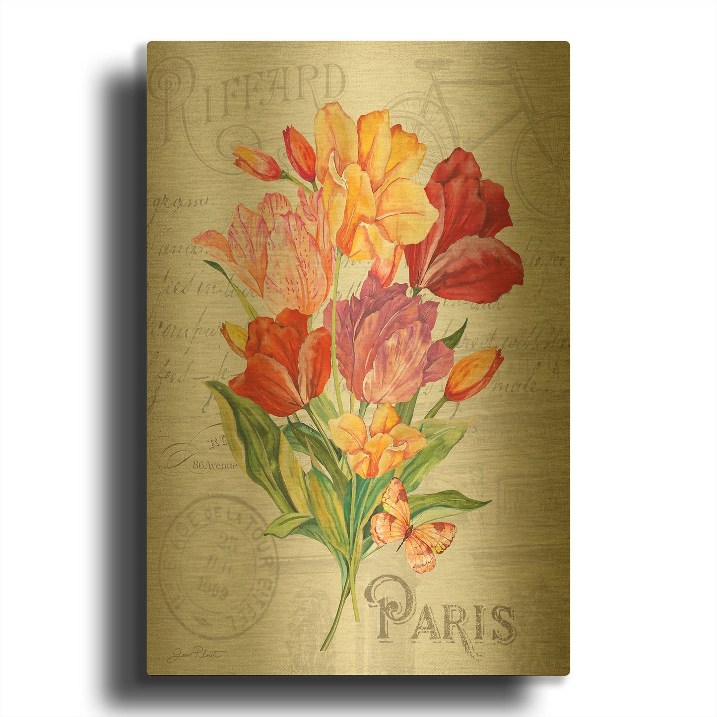 'Bouquet Francais F' By Jean Plout Gold Metal Wall Art