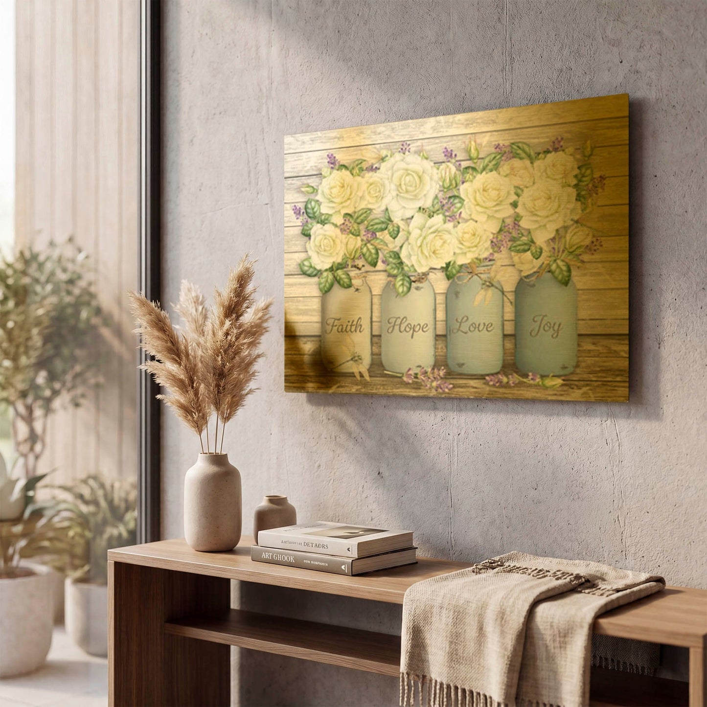 'Bouquets of Inspiration D' By Jean Plout Gold Metal Wall Art