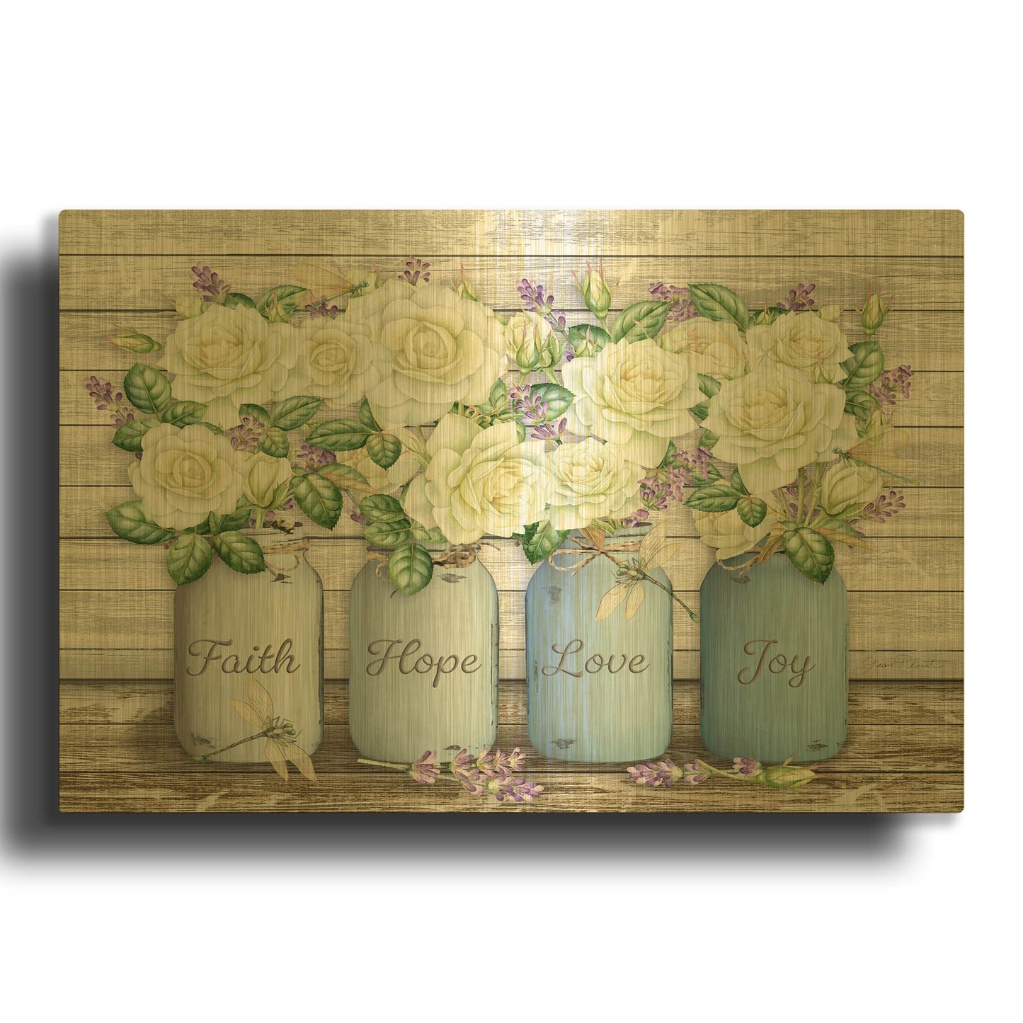 'Bouquets of Inspiration D' By Jean Plout Gold Metal Wall Art