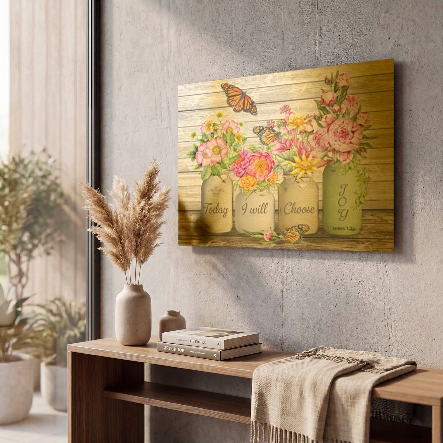 'Bouquets of Inspiration E' By Jean Plout Gold Metal Wall Art