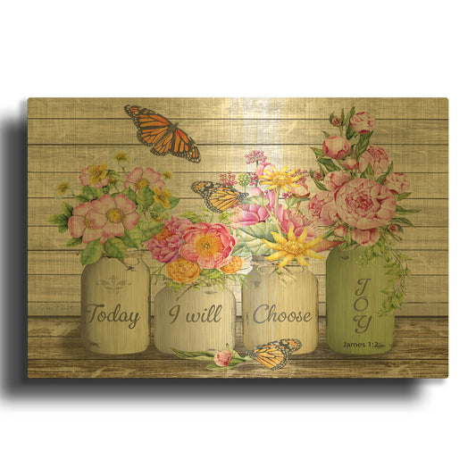 'Bouquets of Inspiration E' By Jean Plout Gold Metal Wall Art
