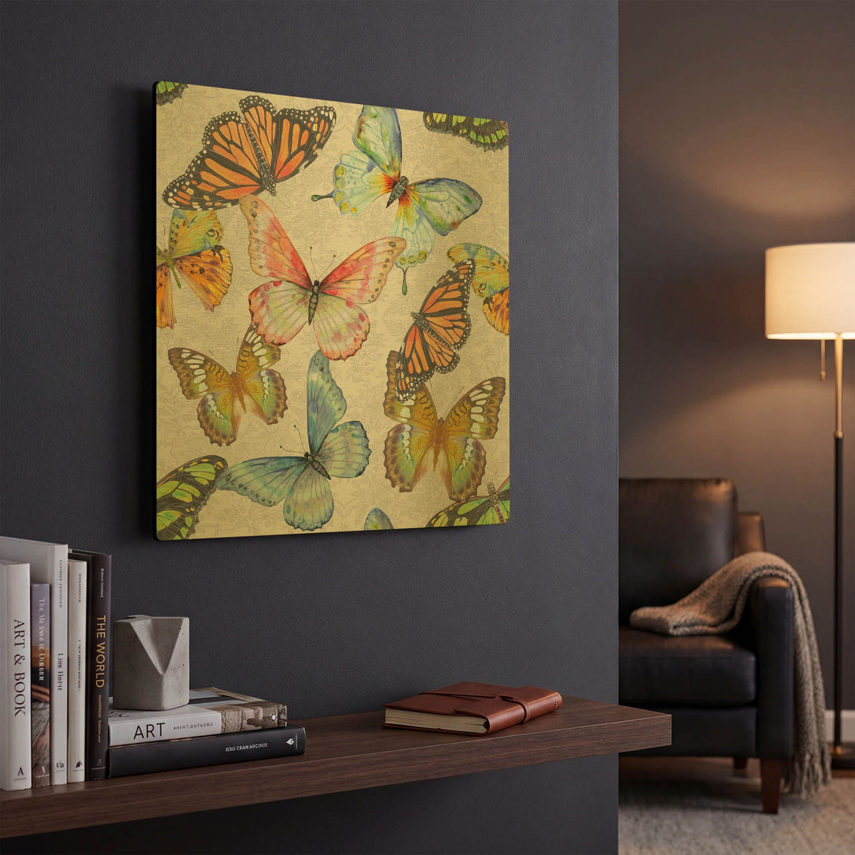 'Butterfly Gathering C' By Jean Plout Gold Metal Wall Art