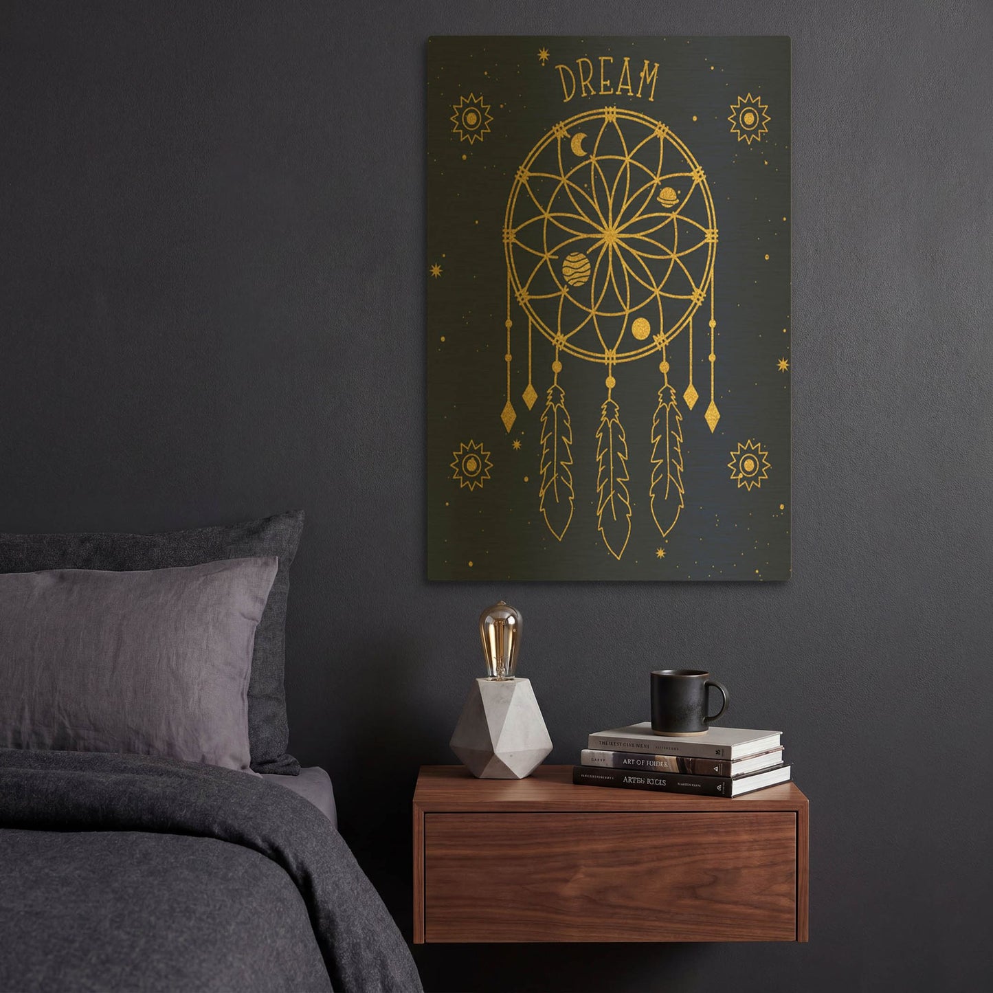 'Celestial Gold A' By Jean Plout Gold Metal Wall Art