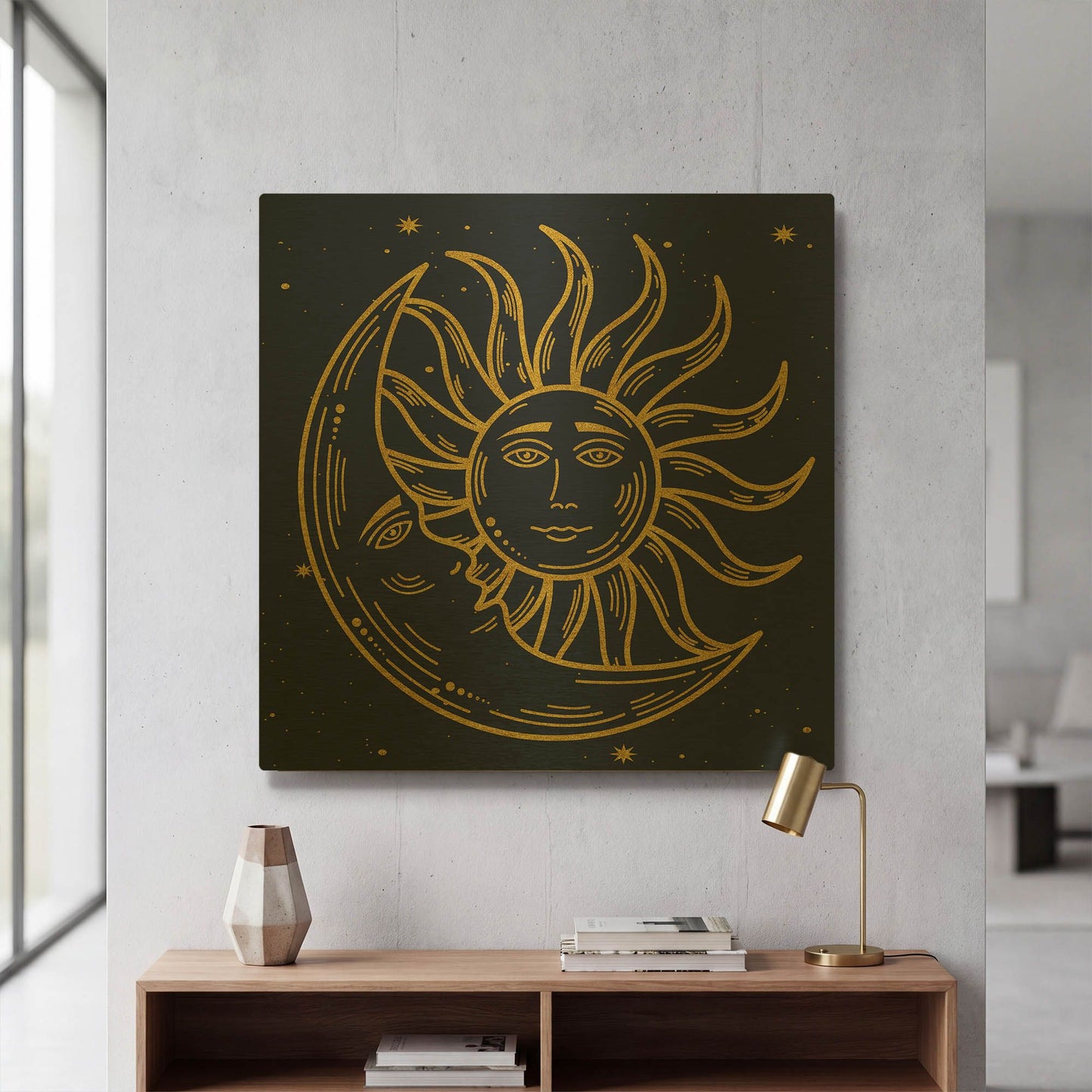 'Celestial Gold E' By Jean Plout Gold Metal Wall Art