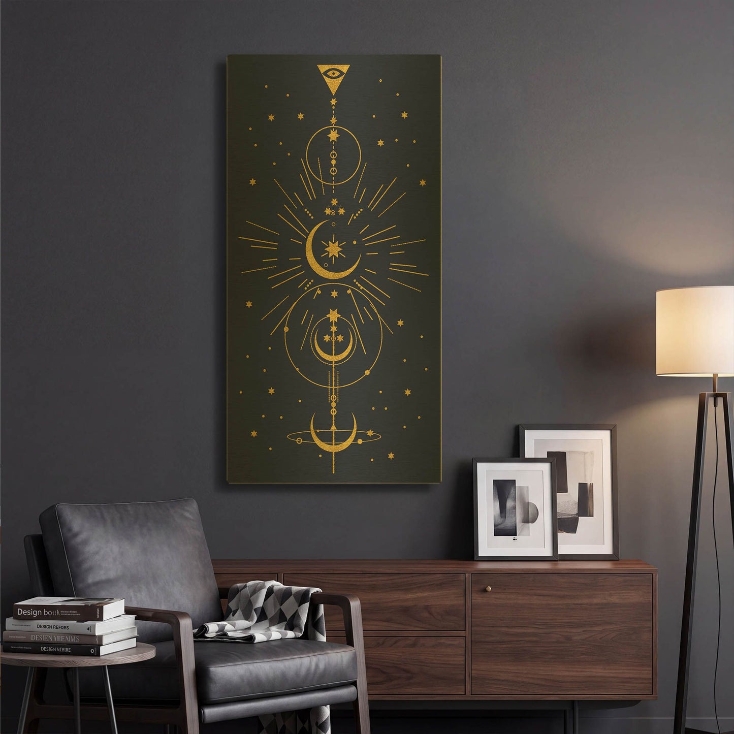 'Celestial Gold H' By Jean Plout Gold Metal Wall Art