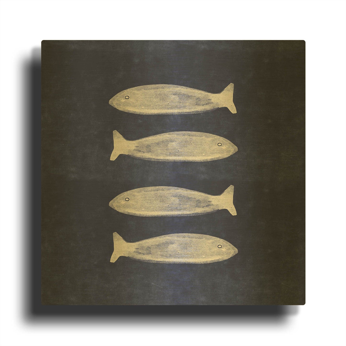 'Indigo Fish' By Linda Woods Gold Metal Wall Art