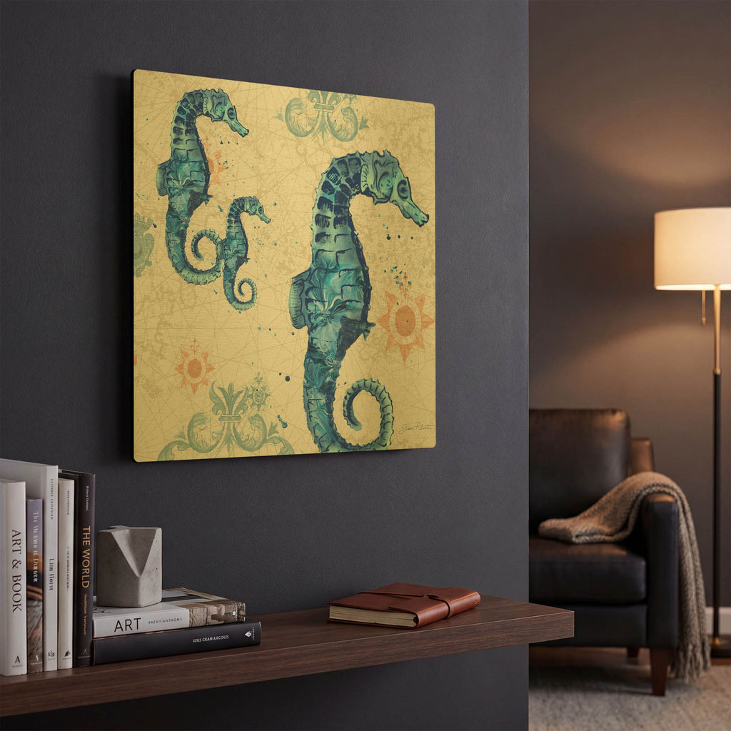 'Coastal Collection B' By Jean Plout Gold Metal Wall Art