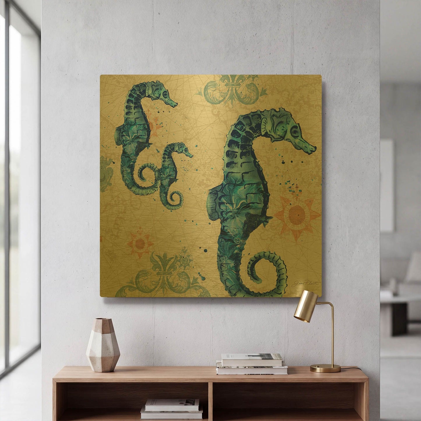 'Coastal Collection B' By Jean Plout Gold Metal Wall Art