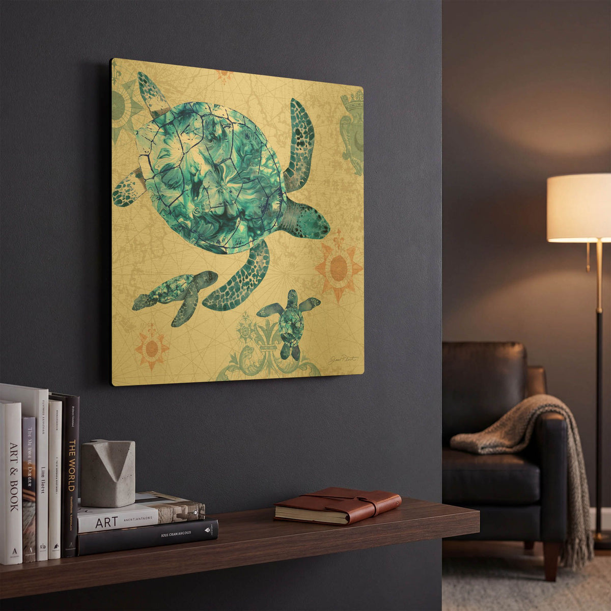 'Coastal Collection C' By Jean Plout Gold Metal Wall Art