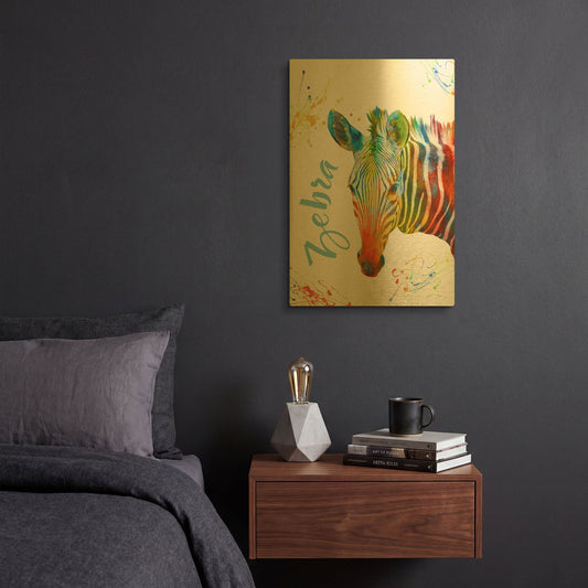 'Colorful Safari Animals A' By Jean Plout Gold Metal Wall Art