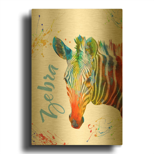 'Colorful Safari Animals A' By Jean Plout Gold Metal Wall Art