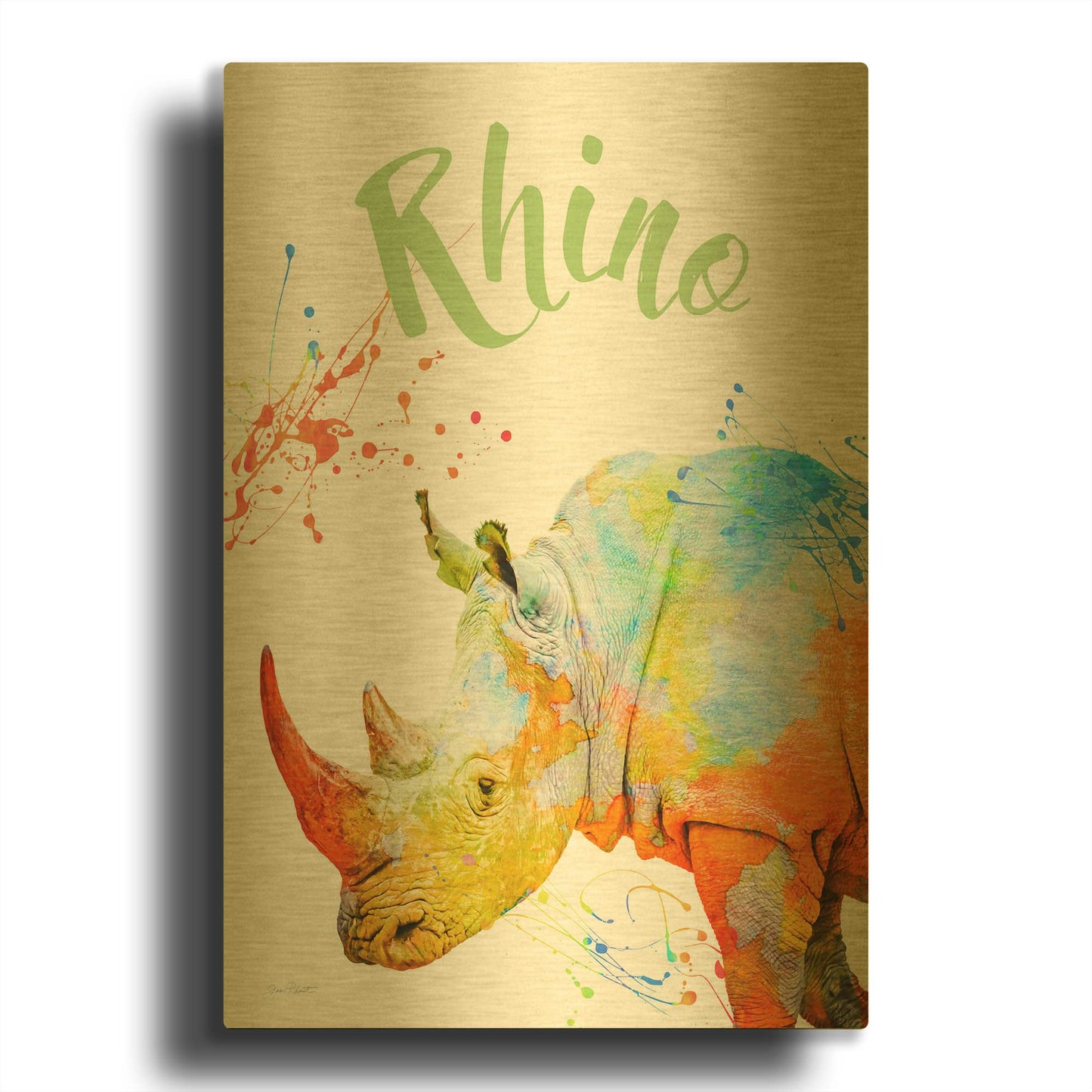 'Colorful Safari Animals B' By Jean Plout Gold Metal Wall Art