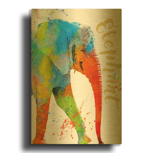 'Colorful Safari Animals C' By Jean Plout Gold Metal Wall Art