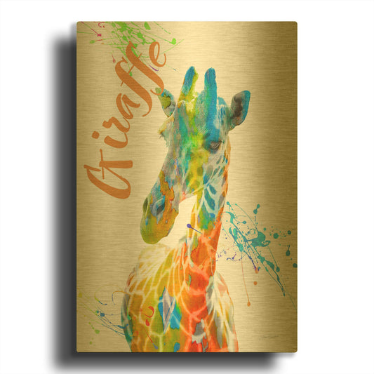 'Colorful Safari Animals D' By Jean Plout Gold Metal Wall Art