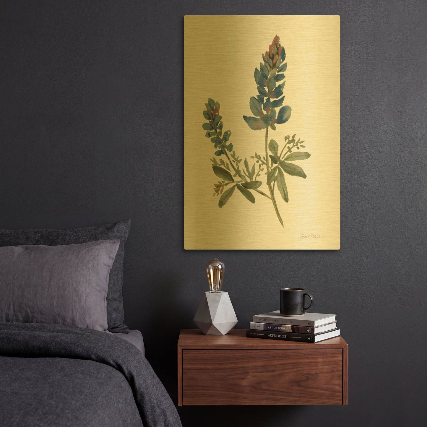 'Desert Flower Bouquet F' By Jean Plout Gold Metal Wall Art