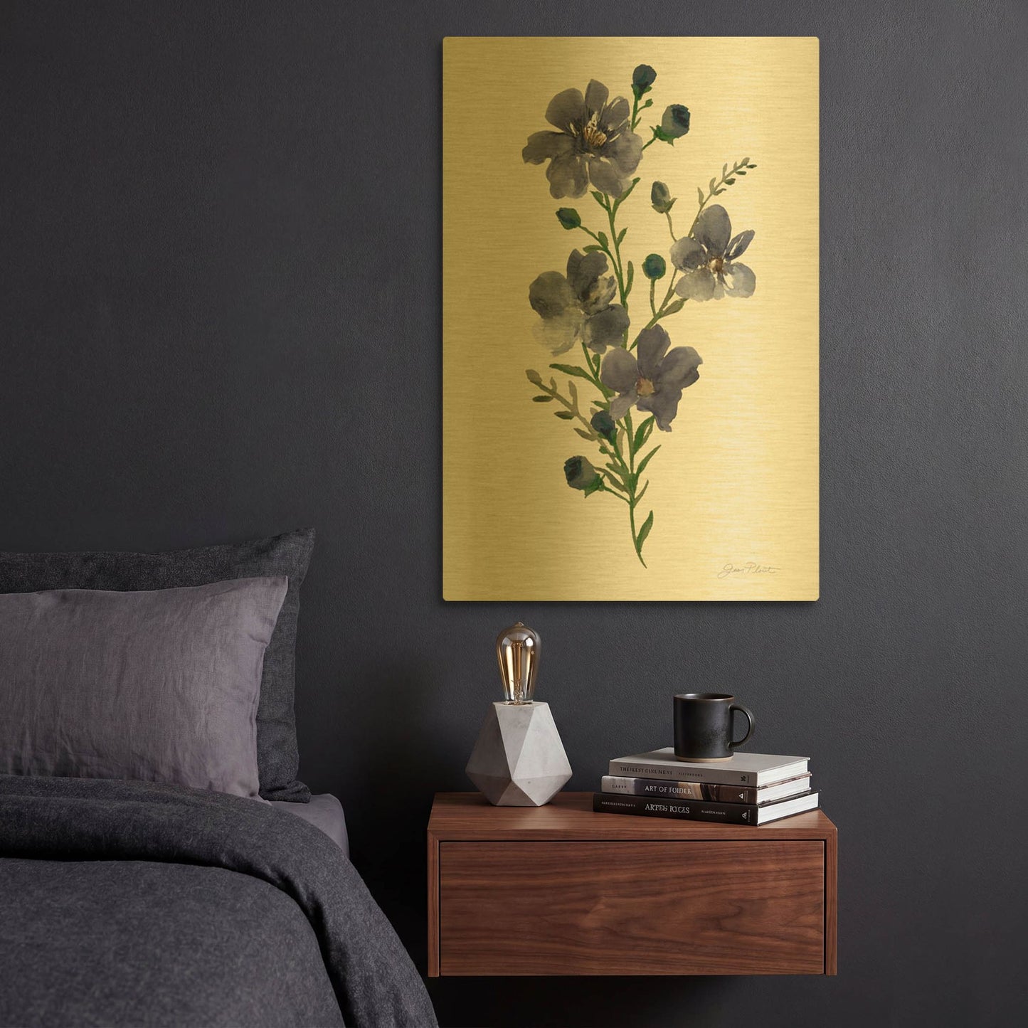 'Desert Flower Bouquet H' By Jean Plout Gold Metal Wall Art