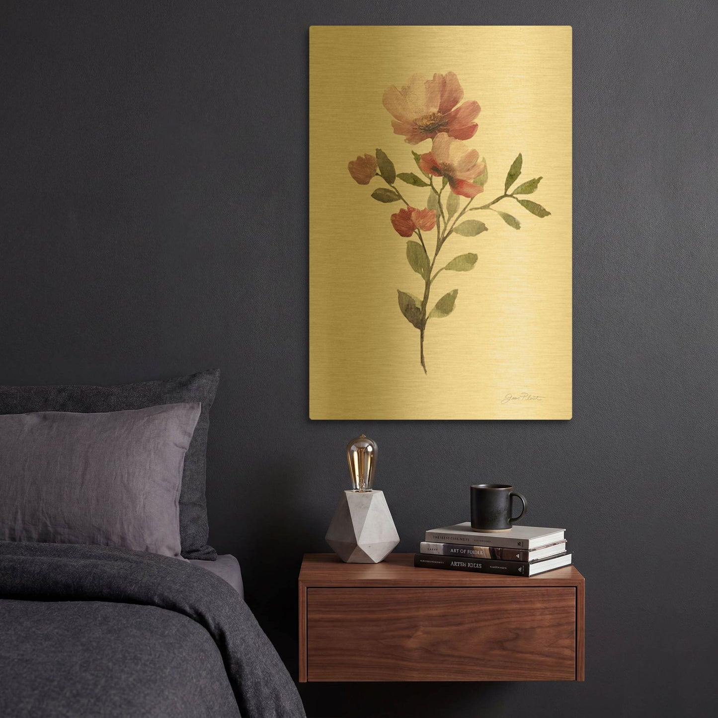 'Desert Flower Bouquet I' By Jean Plout Gold Metal Wall Art