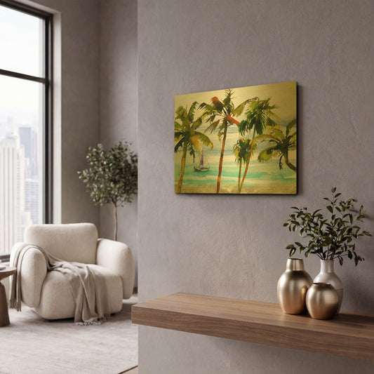 'Enchanted Beach' By Jean Plout Gold Metal Wall Art