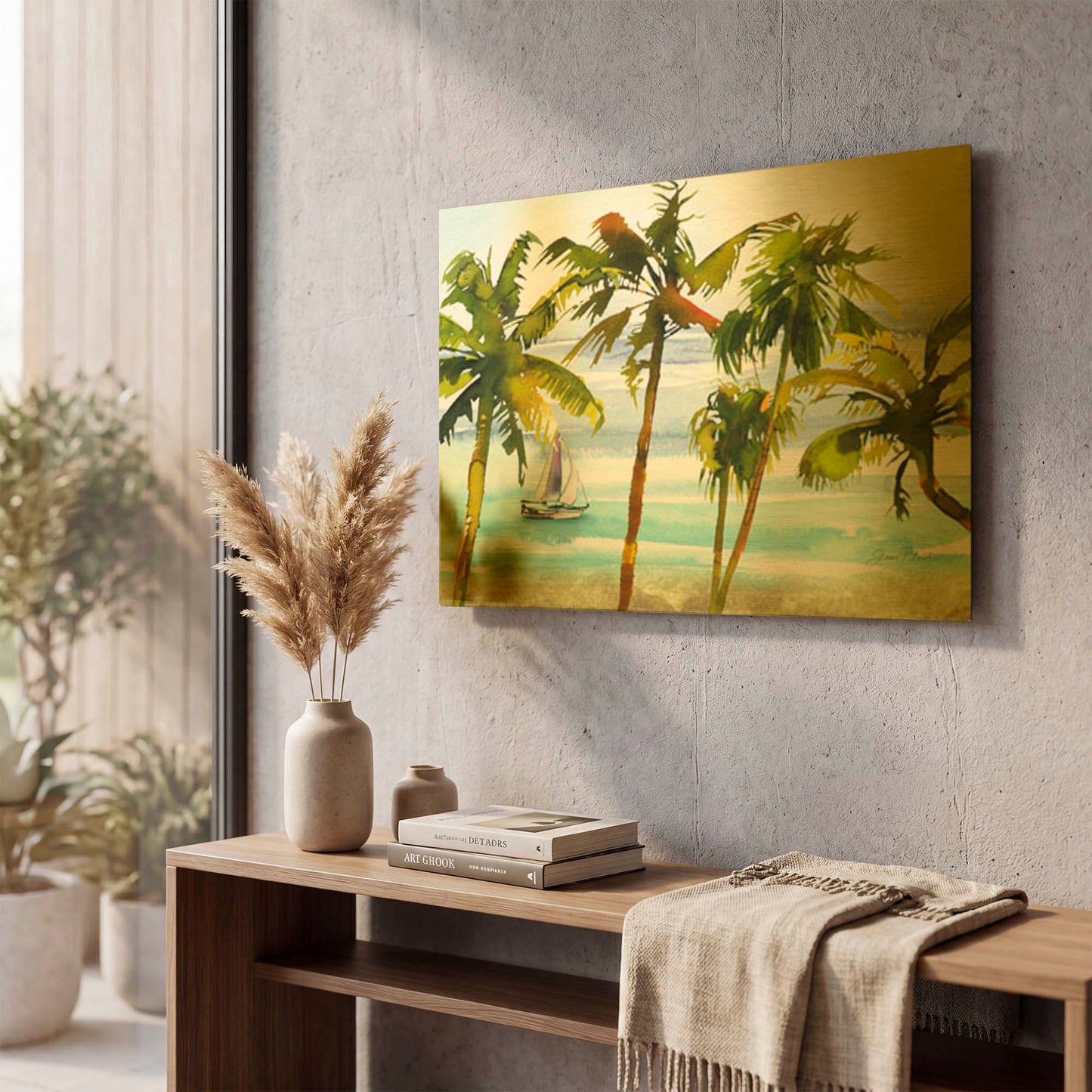 'Enchanted Beach' By Jean Plout Gold Metal Wall Art