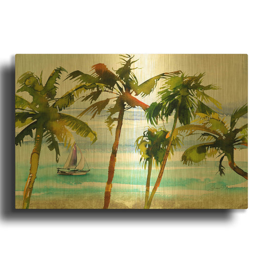 'Enchanted Beach' By Jean Plout Gold Metal Wall Art
