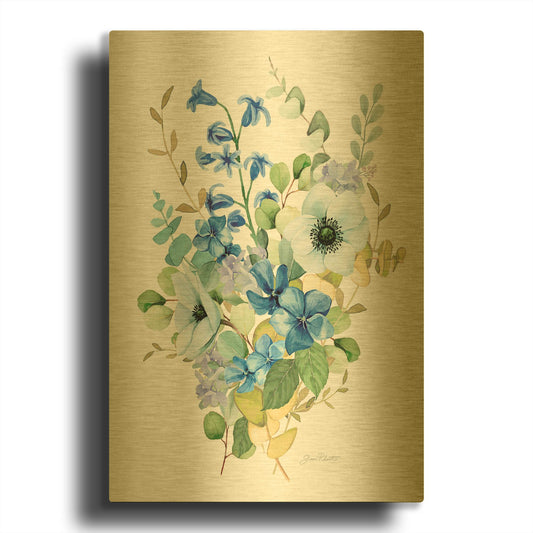 'Eucalyptus Blue A' By Jean Plout Gold Metal Wall Art