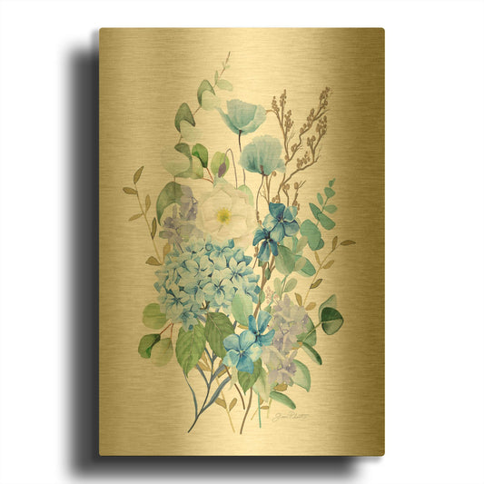 'Eucalyptus Blue C' By Jean Plout Gold Metal Wall Art