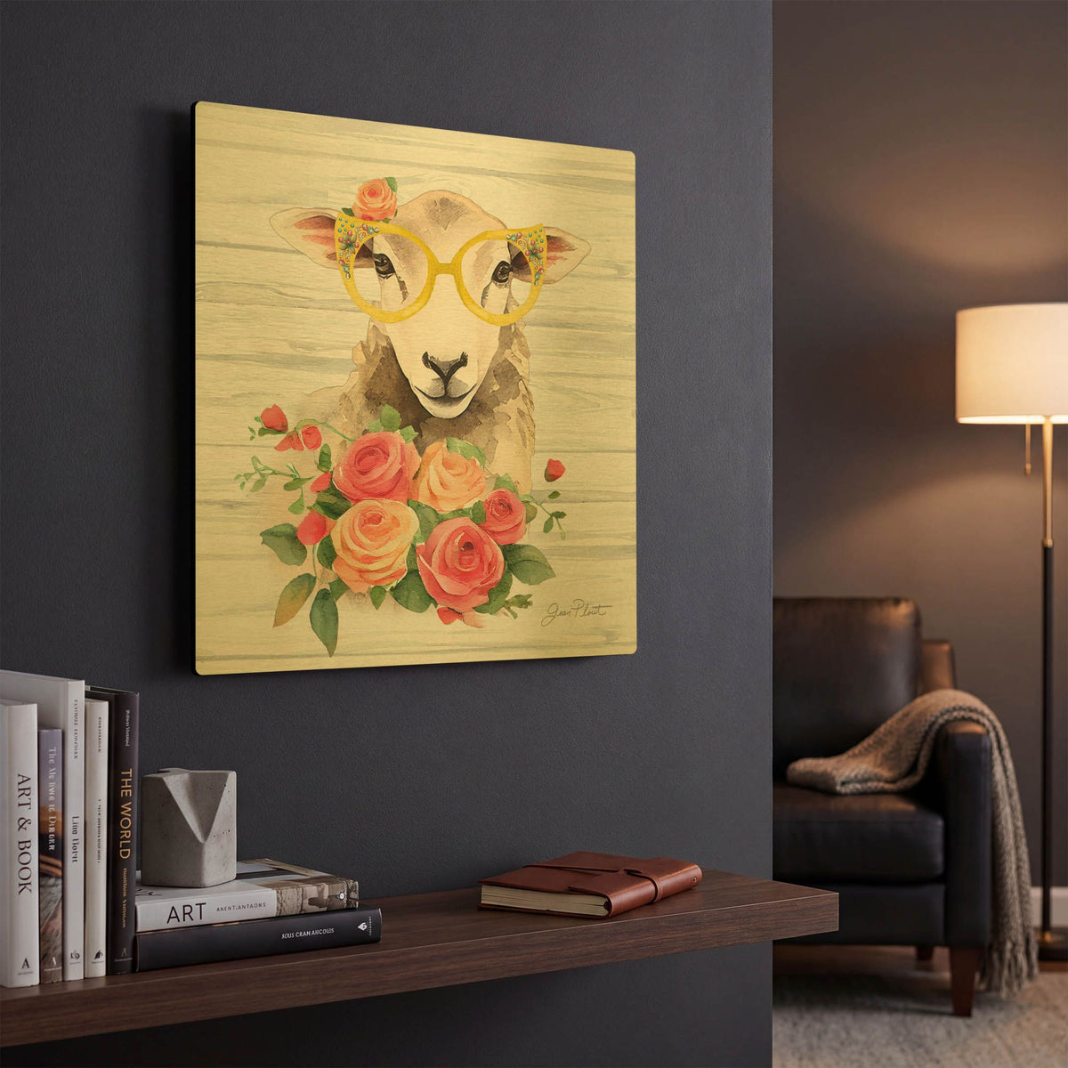 'Fancy Glasses A' By Jean Plout Gold Metal Wall Art