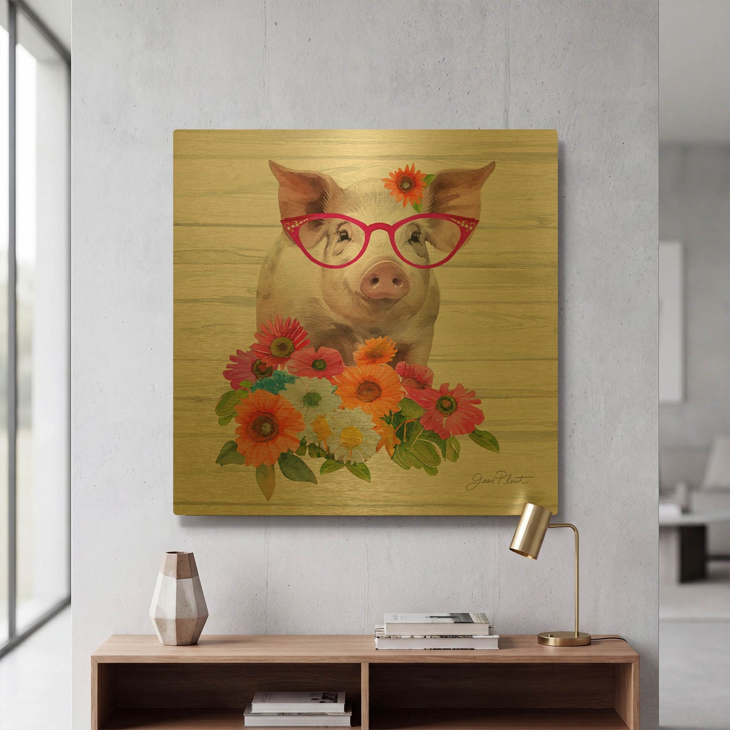 'Fancy Glasses B' By Jean Plout Gold Metal Wall Art