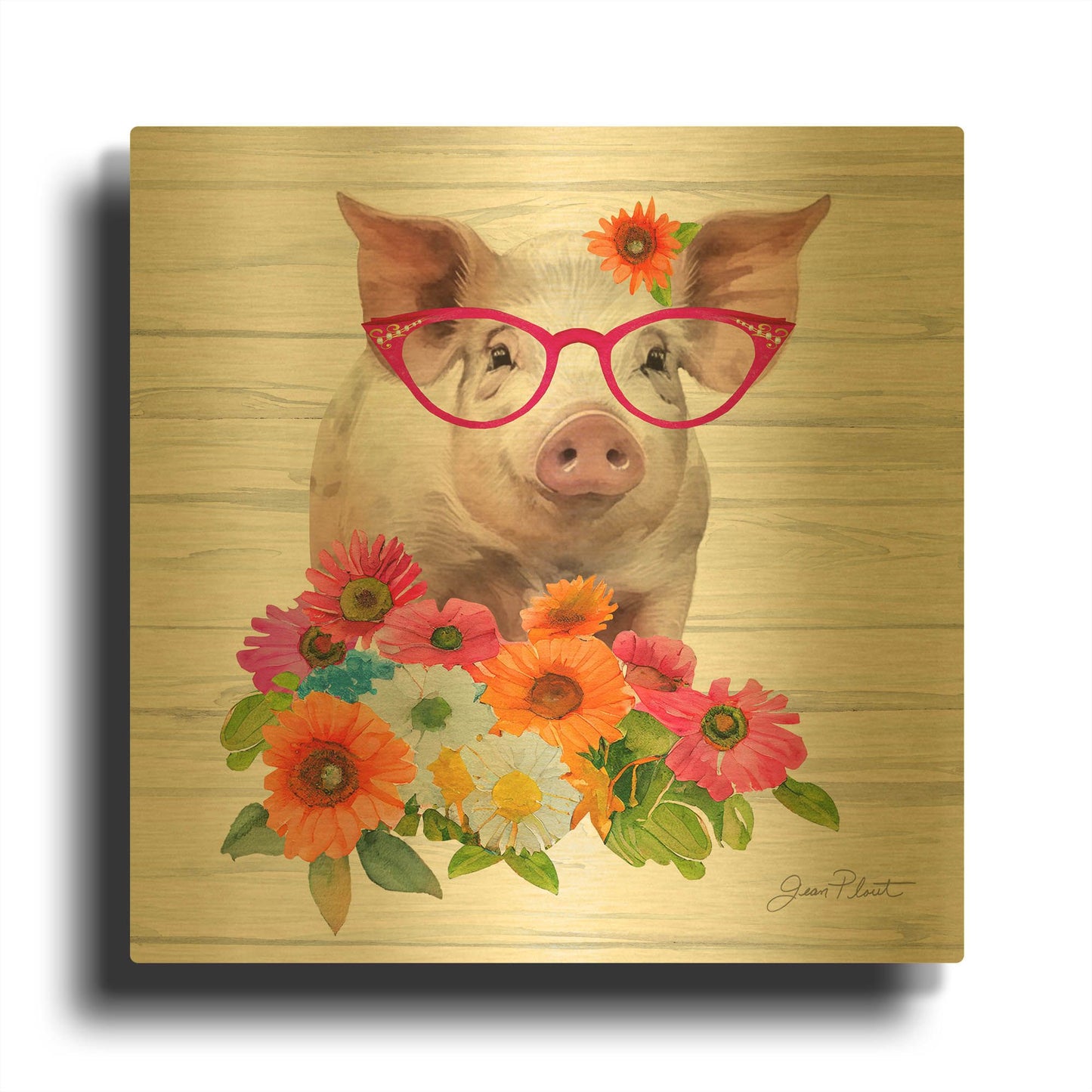 'Fancy Glasses B' By Jean Plout Gold Metal Wall Art
