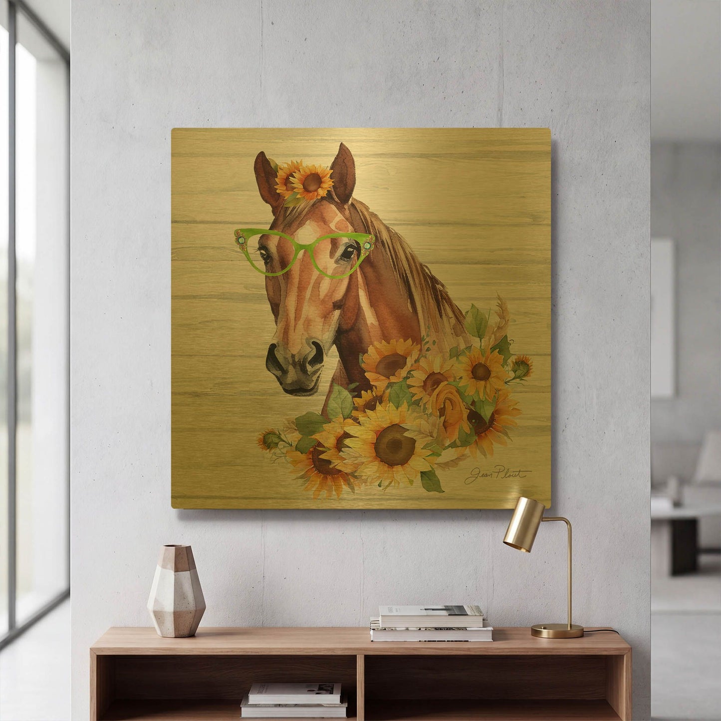 'Fancy Glasses D' By Jean Plout Gold Metal Wall Art
