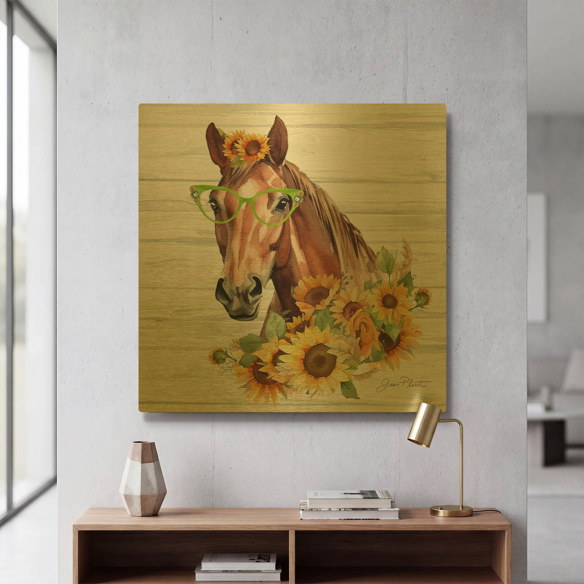 'Fancy Glasses D' By Jean Plout Gold Metal Wall Art